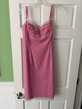 Cynthia Steffe Rose-Pink Ruffle Bust Midi Slip Dress